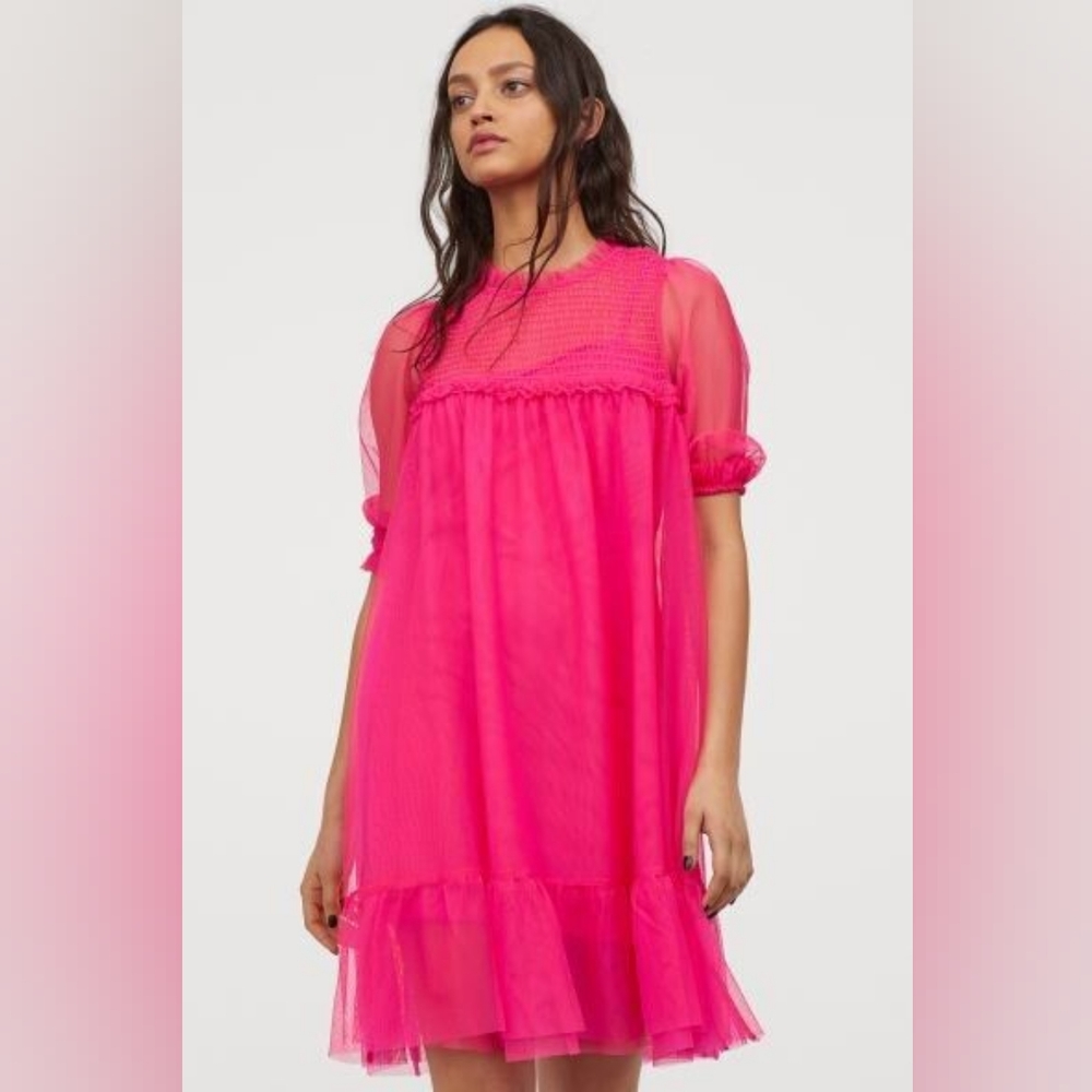 H&M x To All the Boys I've Loved Before Mesh Pink Cherise Dress LIMITED EDITION